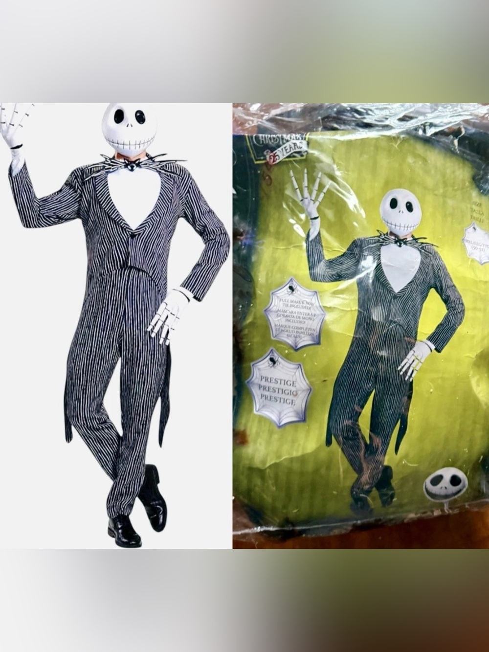 DISNEY OFFICIALLY LICENCED JACK SKELLINGTON HALLOWEEN COSTUME Sz.XXL~BRAND NEW